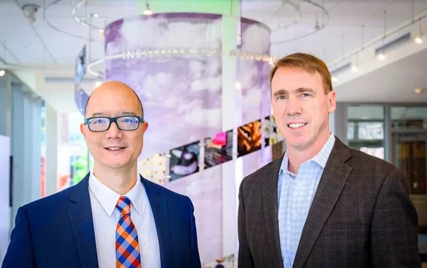 U. of I. researchers. Illinois professor of veterinary clinical medicine Dr. Timothy Fan, left, and chemistry professor Paul Hergenrother. The U. of I. team found that the compound PAC-1 has therapeutic potential in pet dogs with spontaneously occurring cancers. The animal studies set the stage for the human clinical trials.