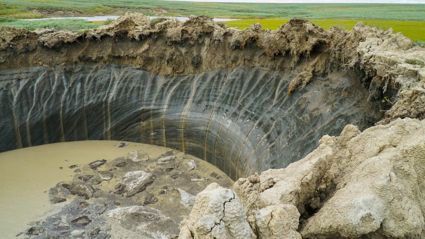 Large craters in the tundra on Russia’s Yamal Peninsula are formed by a combination of warming and osmosis.